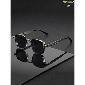 Men’s Unisex Vintage Rectangular Shape Metal Frame Glasses - Non-Prescription, UV Protection, Lightweight Fit, Flexible Hinges - Formal Wear Aesthetic Optical Frames for Sports & Outdoor Use