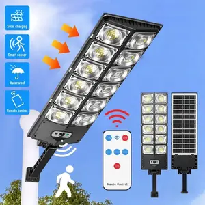 Solar Street Lights Outdoor Lighting Solar Wall Light, Commercial Parking Lot Light, 6500K Dusk to Dawn Solar Security Flood Lights Motion Sensor Solar Led Lamp