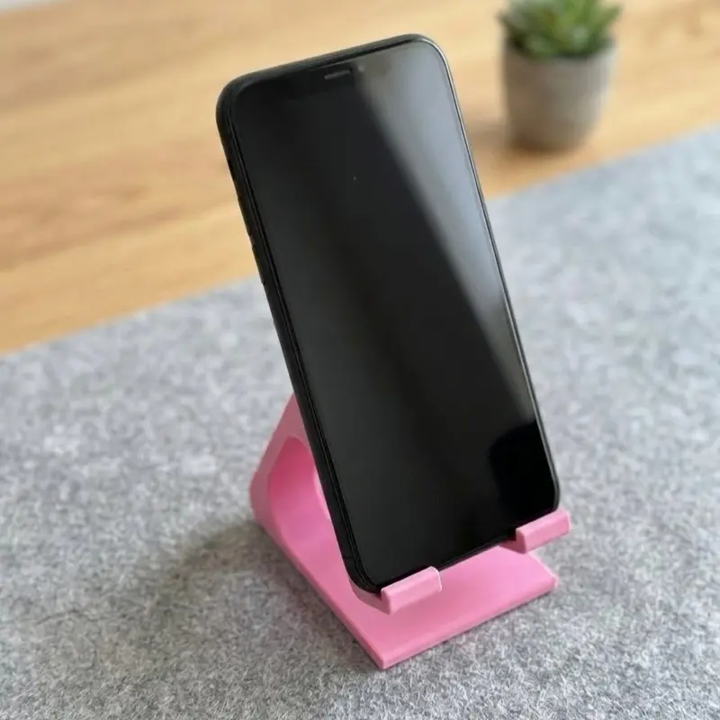 3D Printed Universal Phone Stand Pink Minimalist Desk Holder for iPhone Android