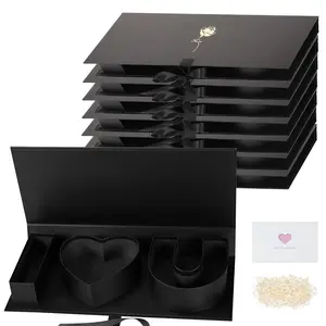 Mother Birthday Gifts Box 17.9'x7.5'x2.6' ''I Love You'' Letter Empty Box Cardboard Fillable Paper Gift Flower Chocolate Packaging Gift Boxes for New Mom Mother Birthday(Black)