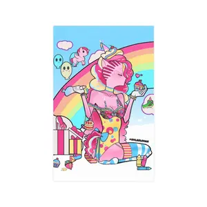 Rainbow Pink Unicorn Poster | Matte Wall Art, Kawaii Pop Surreal