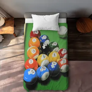 Begin Home Decor C1DCTSW03LXGM0 Pool Table with Ball Formation Twin Size Duvet Cover - Home Decor