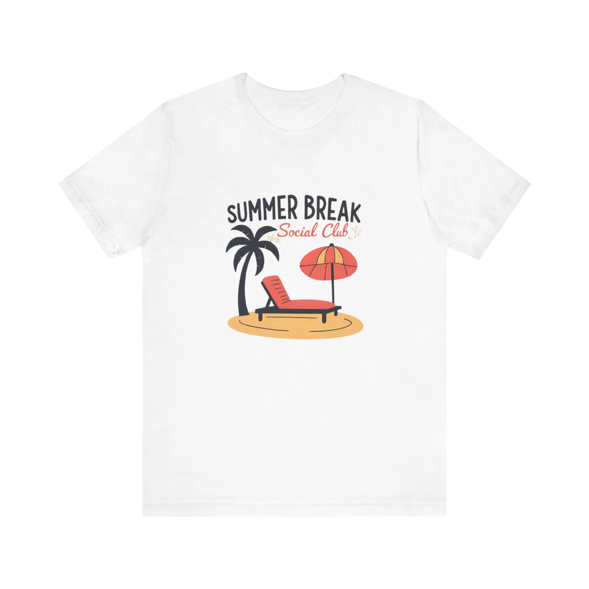 Summer Break Social Club Tee, Unisex Jersey T-Shirt, Casual Summer Shirt, Beach Vibes Top, Vacation Apparel, Gift for Teachers, Travelers, Students, Kids