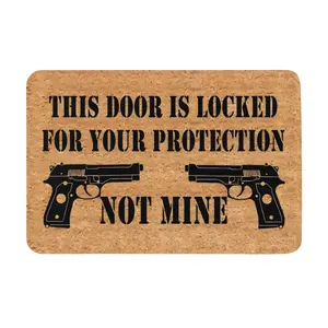 Funny Welcome Floor Mats for House This Door Is Locked For Your Protection Not Mine Doormat Personalized Monogram Kitchen Rugs and Mats With Anti-Slip Rubber Back Novelty Gift Mat 25x17in