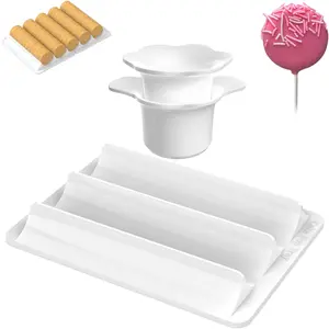 2-Piece Cake Pop Cutter Set with Pusher, Round Cake Pop Molds, Mold for Jellopops, Large Capacity Dual Cavity Tray, Smooth Easy Clean Surface