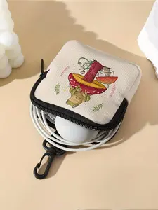 Cute Frog & Mushroom Pattern Coin Purse, Multi-functional Storage Bag, Durable Polyester Key Card Holder Organizer Storage Bag, Ideal Gift