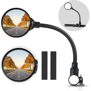 Mirror Handlebar Mount, Adjustable Rotatable Bicycle Rear View Mirror, Wide Angle  Convex Safety Mirror for Mountain Road