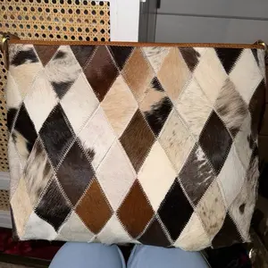 Large cowhide and leather patchwork tote!