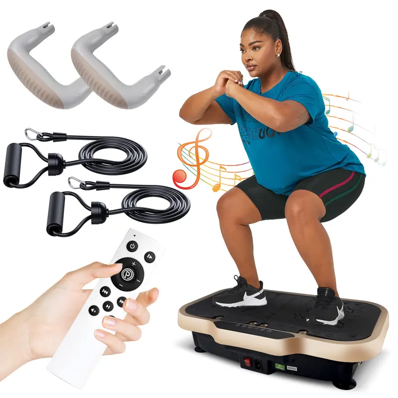 Vibration Plate Exercise Machine with 330LBS Loading Capacity, 22in Widen, Remote Control, Lymphatic Drainage Machine, Whole Body Workout Vibration Platformdealsforyoudays, with 2 Resistance Bands, 2 Push-up Handle Outdoorfun Home Gym Equipment Outdoorfun