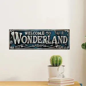 Welcome to Wonderland Vintage Aluminum Sign, Decorative Plaque, Ideal Decor for Home Garden Cafe Bar, Adds Charming Retro Charm, No Ca Prop 65 Warning