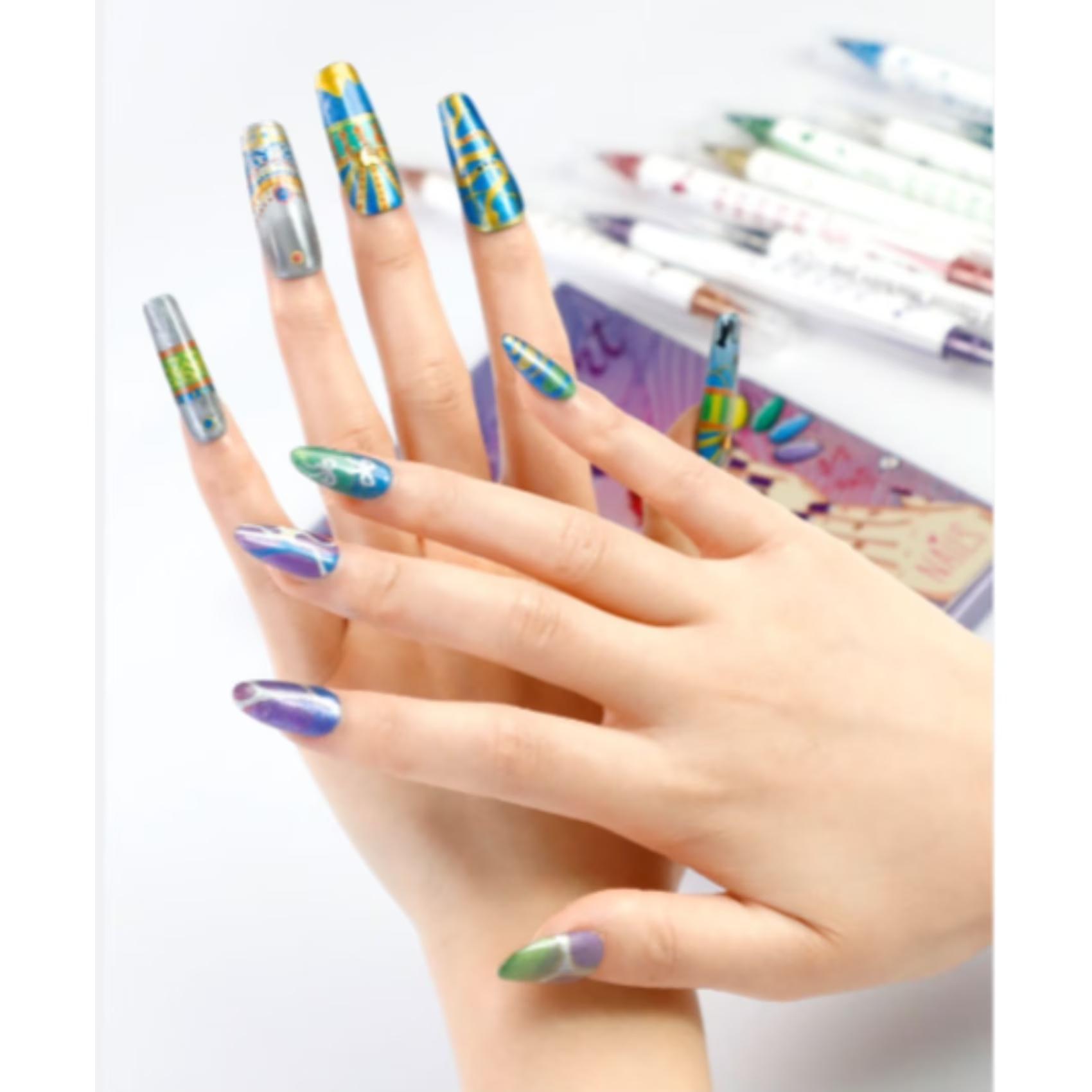 10-Color Acrylic Paint Nail Doodle Pen, Manicure Tool Assorted Colors Quick-Drying Acrylic Paint Pens for Note Taking,DIY Manicures & Easy 3D Designs,kids stuff for girls-Nail Care Cutics Manicure Polish Cosmetic