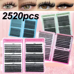 2520 Pieces False Eyelashes, Fluffy D Curl, Non-Toxic, Easy Home Use, Suitable for Beginners & Experts, Daily Makeup Essential