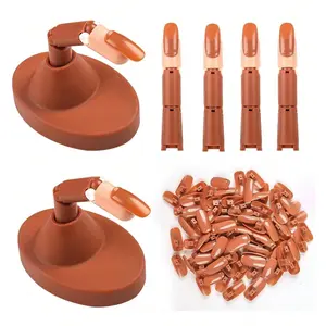 Professional Fake Finger Nail Set, 1 Set Fake Finger Nail with Base & Nail Tips, Manicure Practice Tool for Home & Salon Use, Nail Art, Nail Art Tools