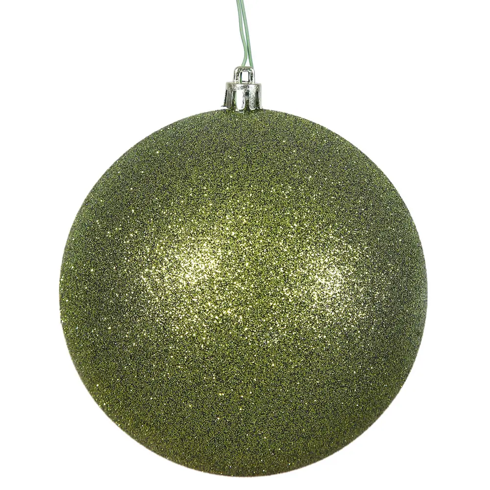 212 MAIN Plastic Glitter Ball Ornaments - 2.4 in. Olive, 24 Per Bag, Colored & Glitter Finish Hanging Ornaments for Festive Tree Home Decor, Colored Glitter Hanging Ornaments