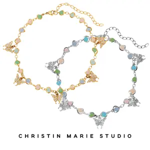 Cotton Candy Butterfly Anklet