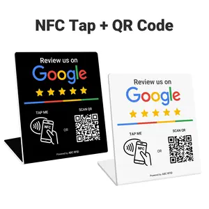 Google Review Business Stand, NFC Tap & QR Code, Easy Setup with Review Link Management, No APP Required, Review Sign NFC Comment Card Holder for Restaurants, NFC Rating Card Stand, Flexible Design, Office Desk Accessories