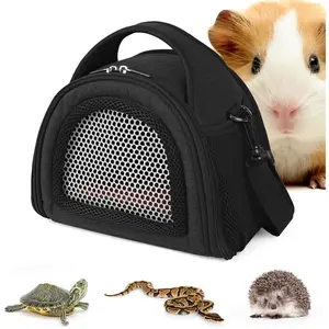 Hamster Carrier Guinea Pig Carrier Bag Small Animal Sugar Glider Pouch Gerbil Hedgehog Portable Travel Carrier Outdoor Hangbag Flying Squirrel Rat Carrier Black SOFT CORAL FLEECE SMALL PET CARRIER