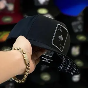 Trending Black Cap with Ace Card Patch – Adjustable Baseball Hat, Cool Streetwear Snapback Unisex Fashion TikTok Viral