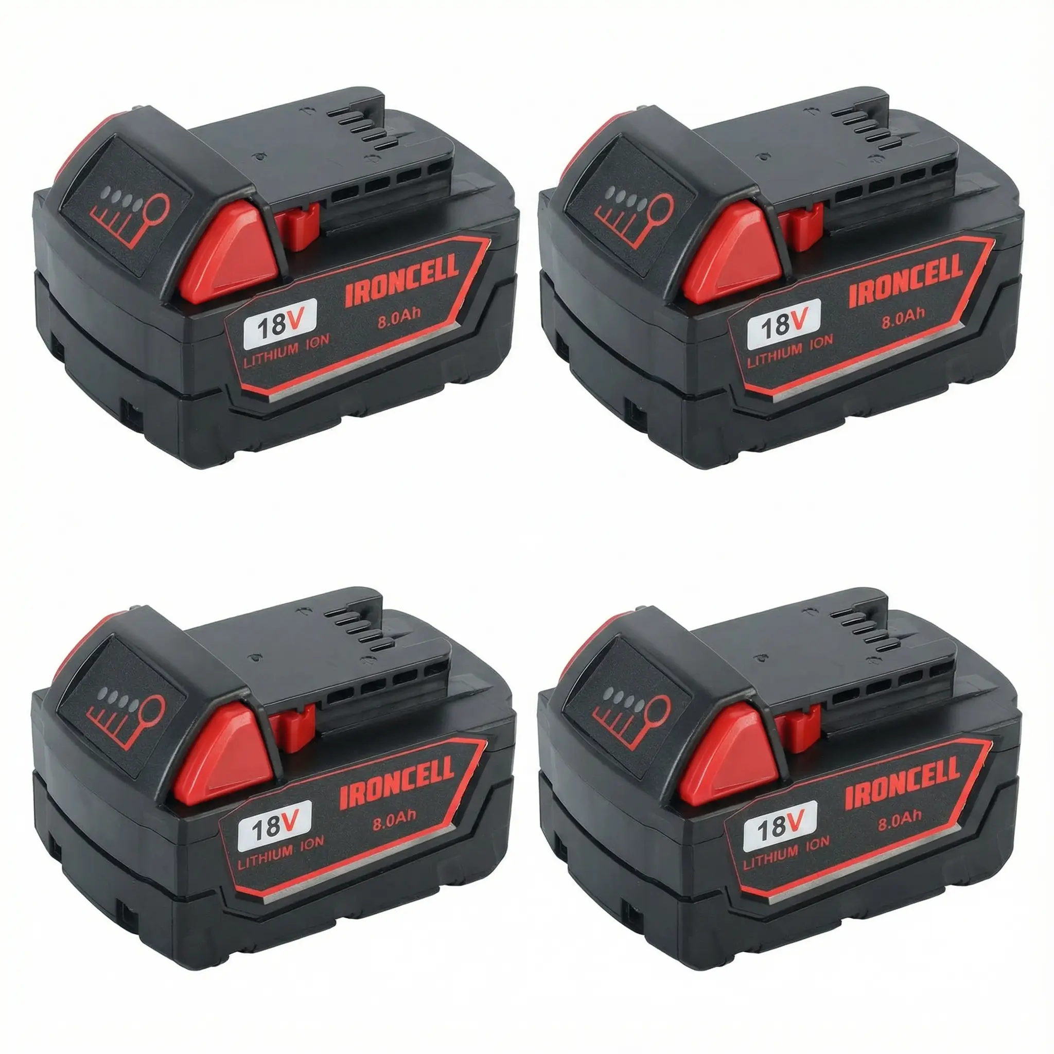2-Pack 8.0Ah Replacement Battery For Milwaukee M18 – 18V Lithium-Ion, Compatible With 48-11-1810/1820/1840/1850/1860, Overheat & Short-Circuit Protection