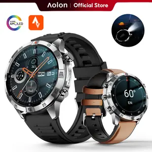 【Premium Business】Aolon GT6 Pro Rugged Outdoor Smartwatch: 1.51 inch AMOLED, LED Flashlight, Compass, Bluetooth Call, Fitness Tracker. Features 5-Button design, 60-Day Battery, 1ATM and IP68 Water-Resistant. #tiktokshopspringglowup #SummerVibes outdoorfun