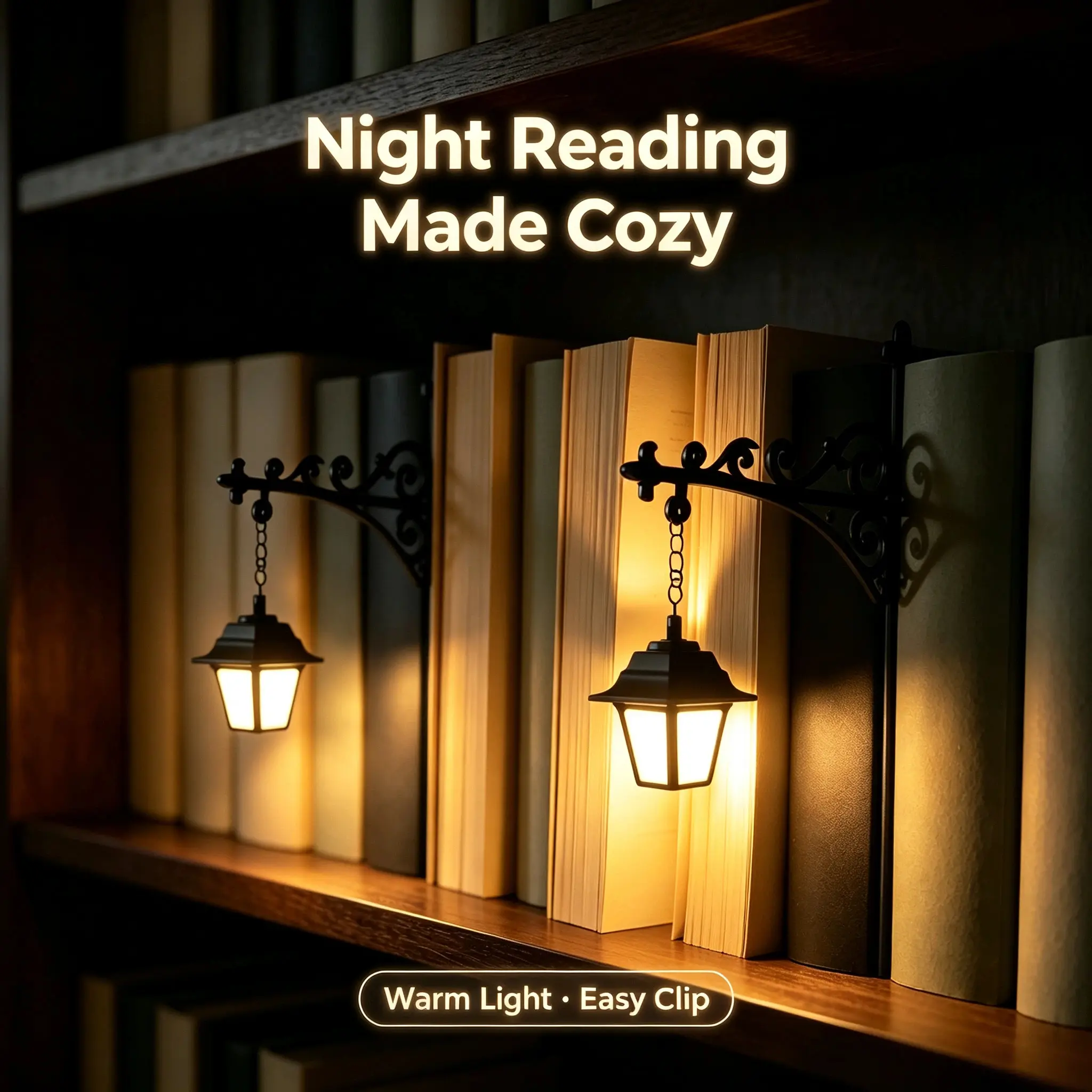 Vintage Warm-Light Compact Hanging Lamp - Mini Lantern, Bookshelf Light, Halloween Festive Decor, Bookworm Gift