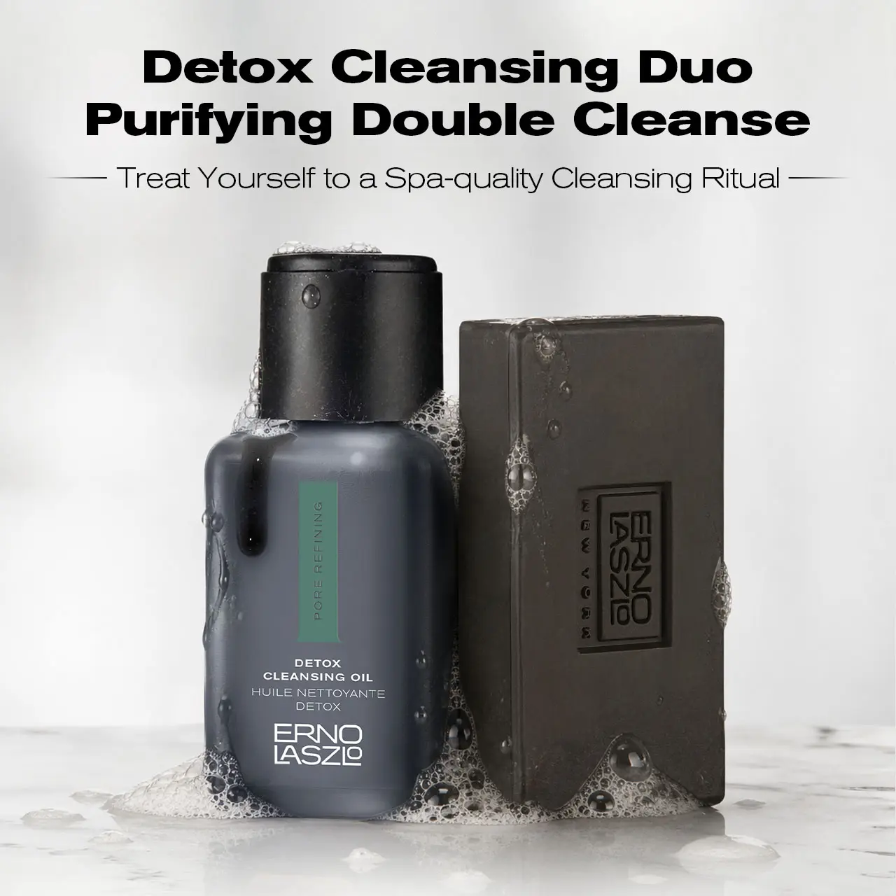 Detox Double Cleansing Duo, The Cleansing Duo for Oily & Combo Skin — Melts off SPF, Makeup, Dirt + Unclogs Pores Facial Cleanser