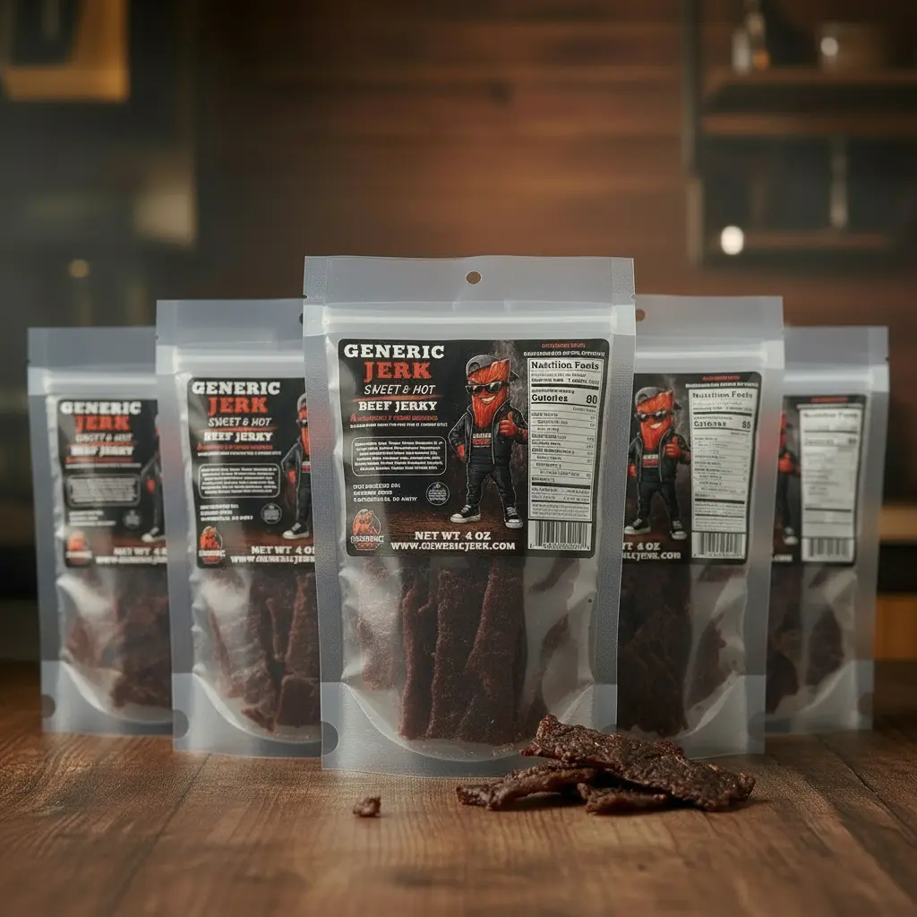 6 Pack Generic Jerk Sweet & Hot Beef Jerky | Naturally Wood Smoked | Sweet Heat Flavor | 4 oz Premium Protein Snack