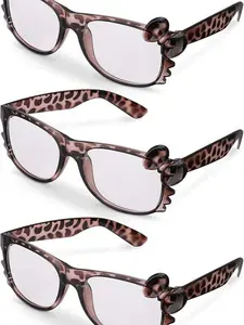 Cheetah Print Kawaii Glasses Square Bow Design Leopard Print Sunglasses Y2k Accessories for Women 1 Pairs Polycarbonate Material Grunge Emo Aesthetic Kawaii Style