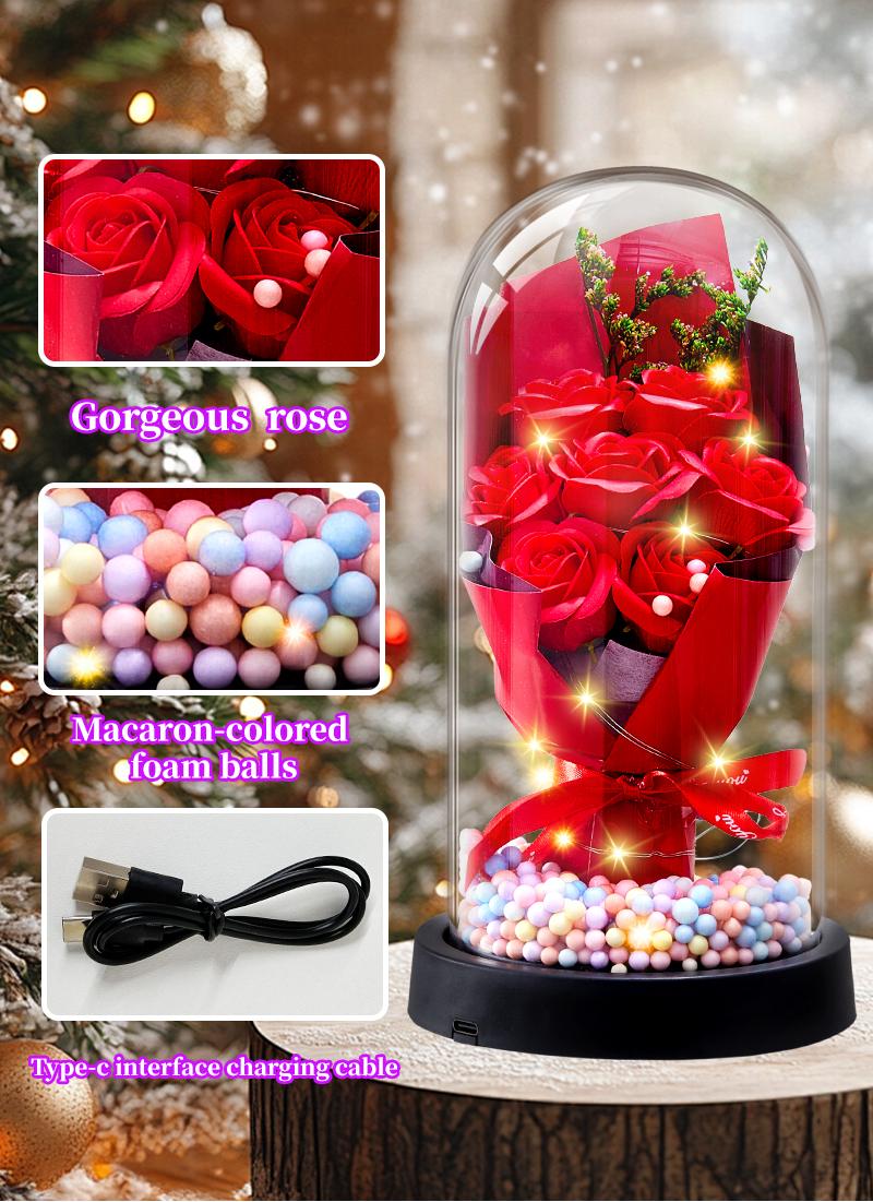 Birthday Rose gifts for Her,Women's history month Flowers gifts for Mom Women Girlfriend,Mother's day gifts for Women,Valentines gifts for wife,Colorful Light Up Rose in A Glass Dome,Anniversary Christmas roses gift for wife daughter