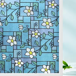 Window Film Privacy, Stained Non Adhesive Static Cling, Tint Decorative Window Stickers , 3D Decorative Colorful Glass Film Heat Control UV Blocking for Kitchen Living Room House 23.6 x 78.7 Inch Light Smooth Cabinet Decoration Door Ornaments Multi-Color