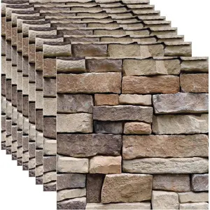 10PCS 3D Wall Panels Peel and Stick, 3D Brick Wallpaper Peel and Stick PVC Stone Wall Panels Self-Adhesive Waterproof Wallpaper for Living Room,Interior Wall, Lobby Bedroom Hotel Office Decor