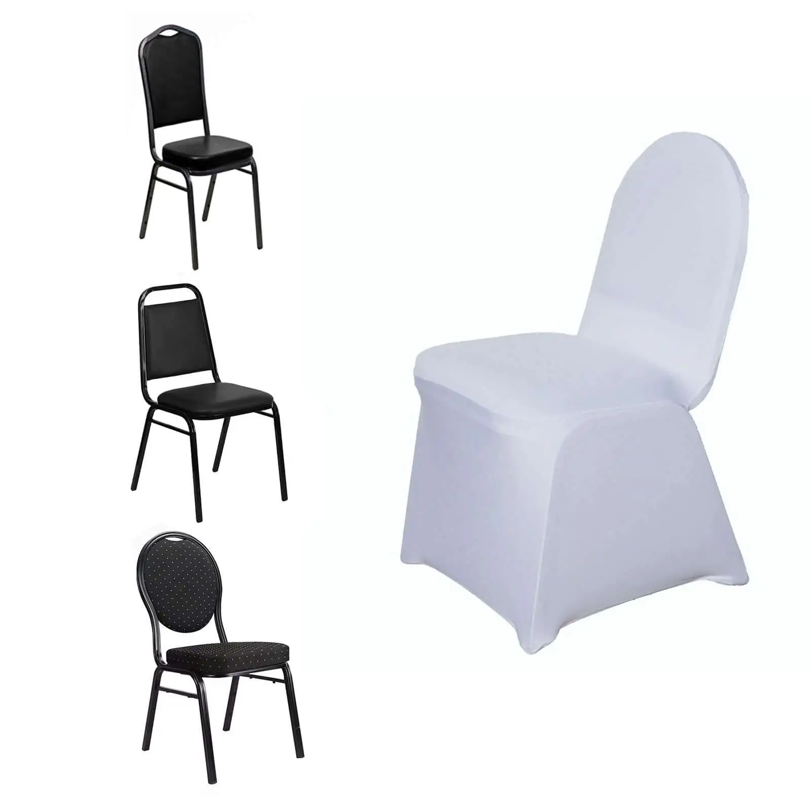 Spandex Chair Cover for Banquet Chairs White - Stylish Stretch 160GSM Fabric with Slip-On Slipcover for Sophisticated Gatherings, Dining Chair Slipcovers, White Chair Covers