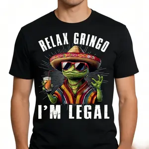 Women's Cotton Short-Sleeve Fitted Round Neck T-Shirt - Funny "I'm A Legal Mexican Lizard Gringo" Graphic, Hispanic-Latinx Inspired Casual Summer Streetwear Top, Shortsleeve, Tshirt