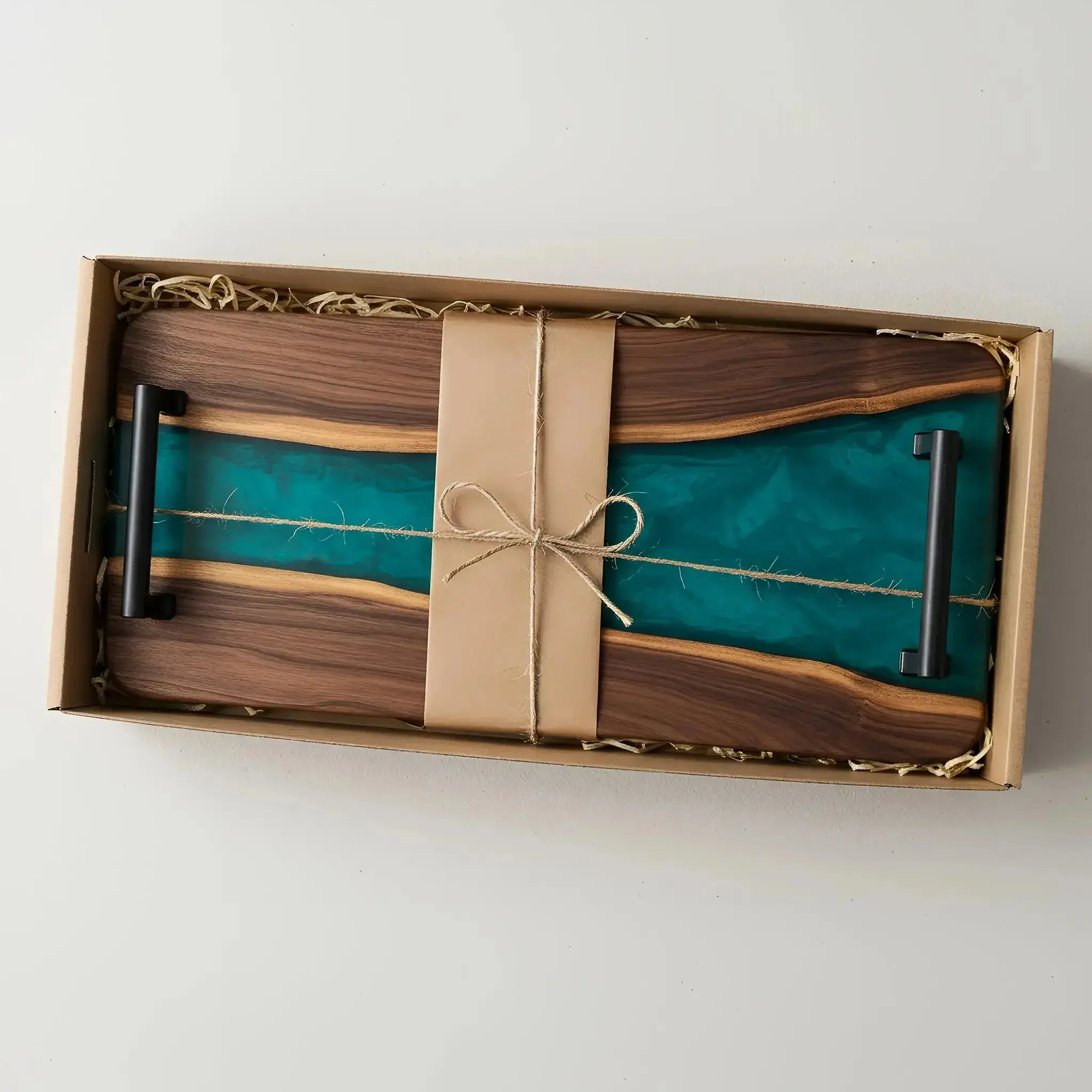 Epoxy Resin Charcuterie Board with Teal River