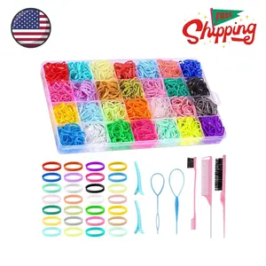 28 Colors Rubber Bands for Hairs with 8 Styling Tools, 1500 Pcs