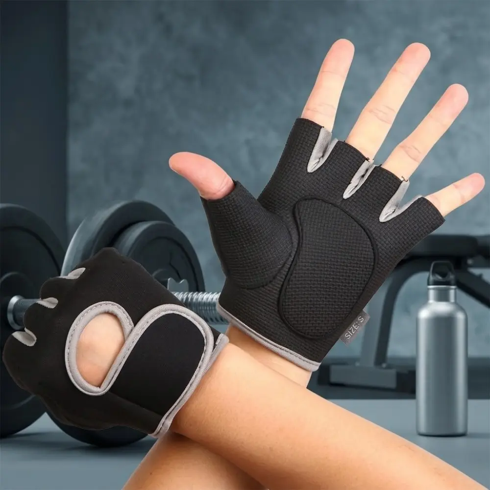Semi-Finger Design Weightlifting Gloves: Enhanced Grip & Flexibility, Breathable Comfort with Thickened Anti-Slip Palm. Reduce Friction, Prevent Slipping. Ideal for Gym Training, Powerlifting, Outdoor Cycling, Yoga & High-Intensity Workouts.
