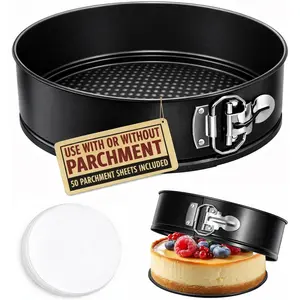 8 Inch Non-stick Springform Pan with 50 count  Paper Cheesecake Pan with Removable Bottom Baking Mold Round Leakproof
