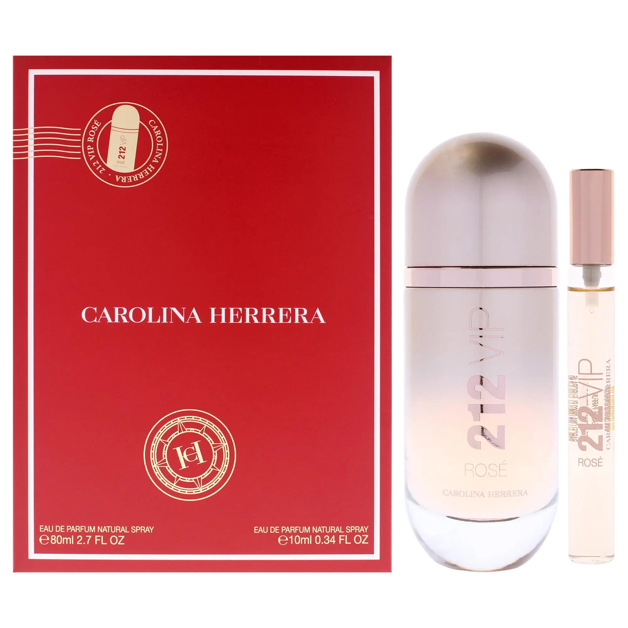 Women's 212 VIP Rose by Carolina Herrera 2-Pc Gift Set - 2.7oz EDP Spray, 0.34oz EDP Spray (2 bottles), Two Bottles