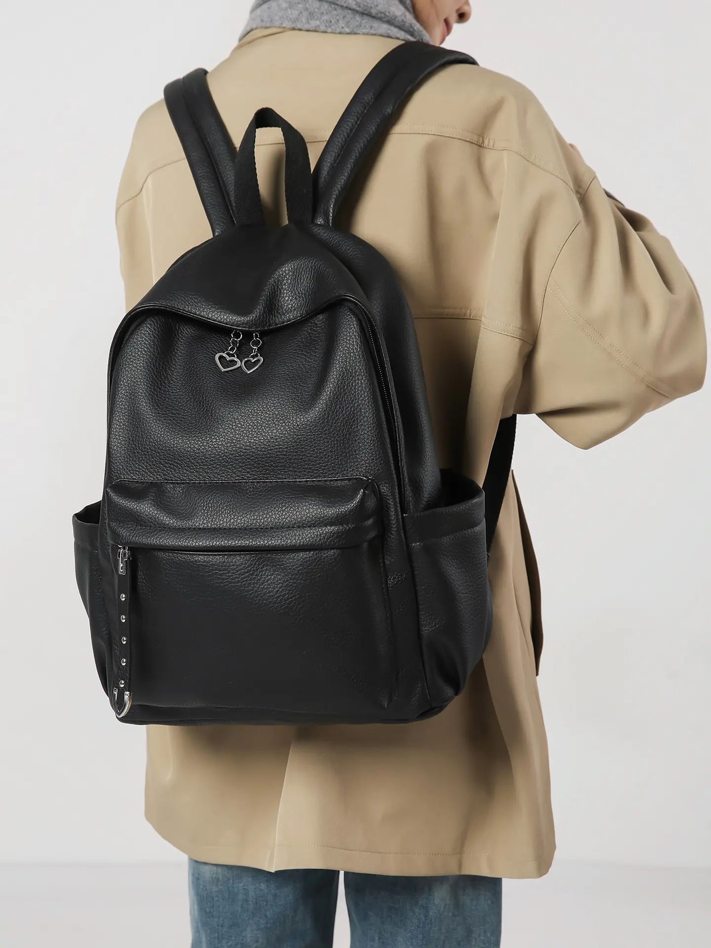 Women's Soft Leather Backpack, Casual Travel Bag, Fashionable Large Capacity, Korean Style Simple Design, Lightweight Computer Bag, Trendy Backpack