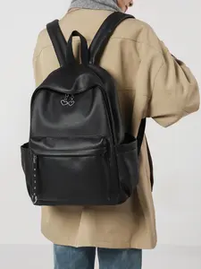 Women's Soft Leather Backpack, Casual Travel Bag, Fashionable Large Capacity, Korean Style Simple Design, Lightweight Computer Bag, Trendy Backpack