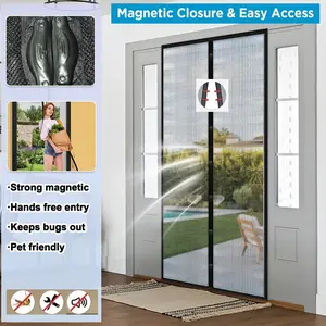 Screen Door,  Self Sealing Mesh Partition for Keeps Bugs Out, Pet & Boys & Girls Friendly Screen Door, Door Hardware
