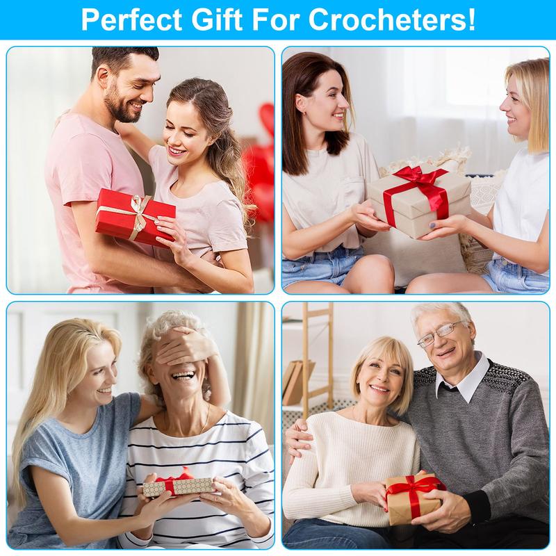 Crochet Hooks 12 Sizes Set with 51 Pack Yarn Crochet Kit for Beginners - Includes 25 Colorful Crochet Stitch Markers, 9 Darning Needles, 1 Scissors