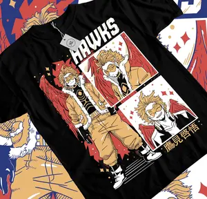 My Hero Academia anime Wing Hero Hawks Keigo Takami T-Shirt Tee All Size color, Waifu Manga Graphic Tee, Japanese Aesthetic Unisex Streetwear Crewneck Short Sleeve Shirt for Men & Women