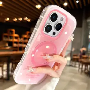 Gradient Candy Oval Soap Magnetic Case for iPhone 17 16 15 14 13 12 Pro Max for Magsafe Shockproof Glossy Dopamine Cover Funda