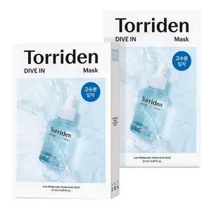 10Packs Face Mask-Torriden DIVE-IN Hyaluronic Acid Facial Sheet Masks, Moisturizing for Sensitive Dry Skin