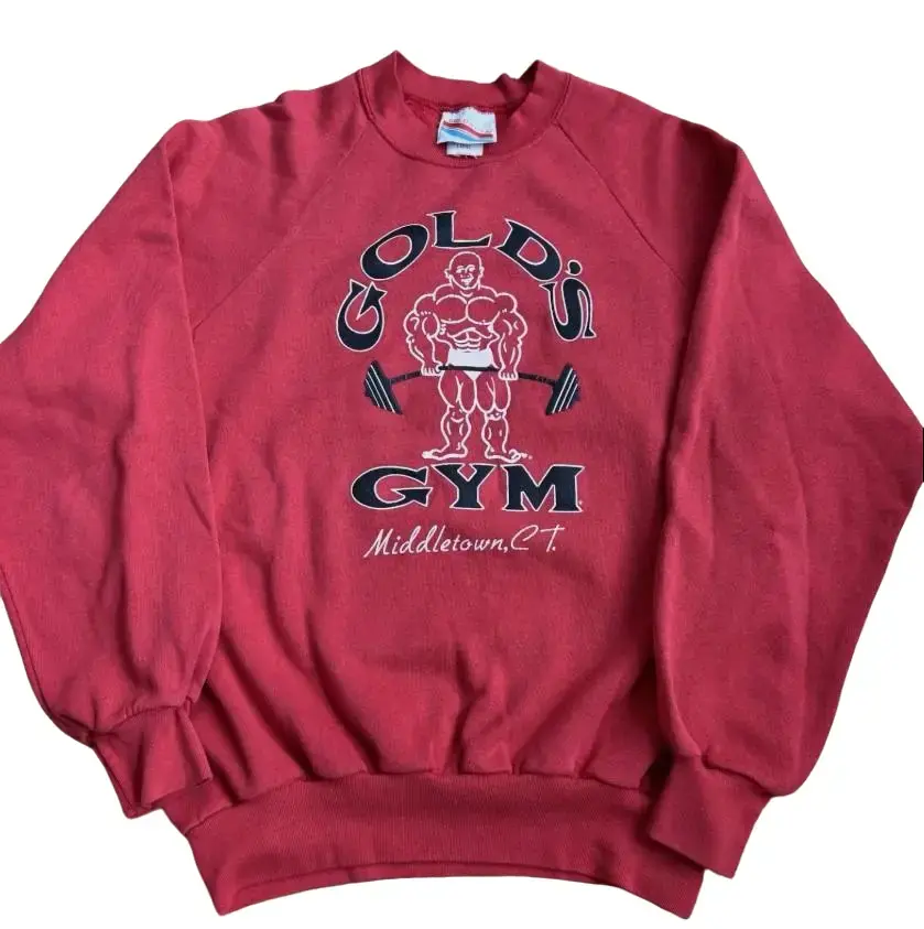 Vintage Golds Gym Sweatshirt Men L Red Crewneck 80s 90s USA Grunge Worn Faded