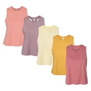 Bella Canvas Crop Tank Tops for Women, Multi-Pack Bulk High Neck Racerback Sleeveless Undershirts - 15 Different Colors