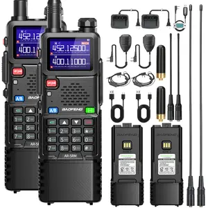 BAOFENG Rechargeable Walkie Talkie AR-5RM 10W 3800mAh Long Range Ham Radio with NOAA Weather Receiver & 1.77" LCD Display for Survival Gear, 2 Pack