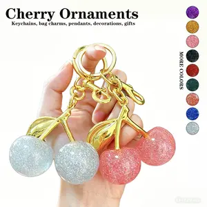 Creative Glitter Cherry Keychain, Trendy Handbag Charm, Car Keychain, Cherry Ornament, Fashion Accessory, Holiday Gift, Party Gift # Summervibes # Gift # Birthday