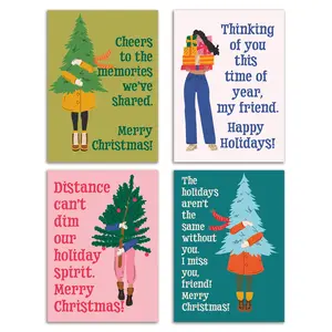 Holiday Hugs - 24 Friendship-Themed Christmas Cards in Four Designs + Envelopes